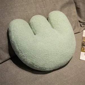 Green plush decorative pillow, soft sherpa creative tulip shape throw pillow for sofa bed.