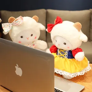 Cute plush sheep stuffed animal toys, adorable cartoon lamb dolls with lovely dresses, bestie gifts.