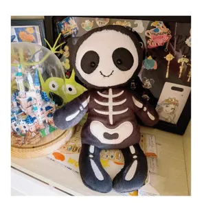 Süßes Halloween Skelett Plüschtier schwarz weiße Stoffpuppe weiches Geschenk für Kinder