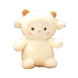 Cute white sheep plush toy, soft stuffed animal doll, comforting pillow, sweet birthday gift for girls.