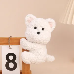 Cute white bear plush toy hanging detail, soft stuffed animal clip for room decor.