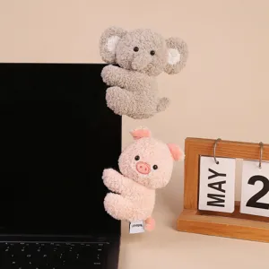 Cute plush elephant and pig clip toys for desk decoration and learning companion.
