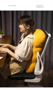 Plush lumbar cushion for office chair, soft yellow long back pillow, comfortable support.