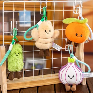 Cute vegetable and fruit plush toy keychain pendant for schoolbag decoration and gifts.