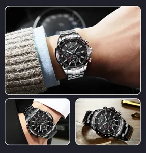 Herren Automatik Mechanik Uhr Edelstahl Armband Tachymeter Lünette Sport Armbanduhr