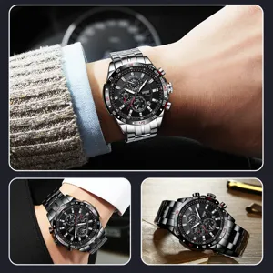 Herren Automatische Mechanische Uhr Luxus Business Edelstahl Armband Wasserdicht Leuchtend Multifunktional Armbanduhr
