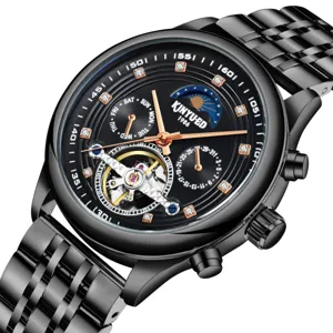 Kinyued Reloj Mecanico Automatico Hombre Esqueleto Lujo Reloj Pulsera Diamantes Acero Inox