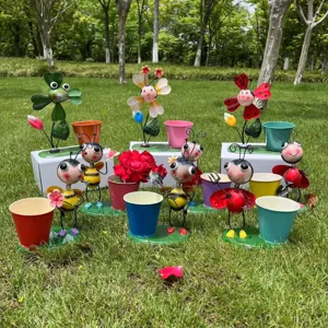 Vaso di fiori in metallo con cartoni animati creativi portapenne per piante succulente