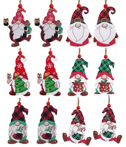 Ensemble de pendentifs de gnome en bois de Noël décorations d'arbre mignon tomte nisse