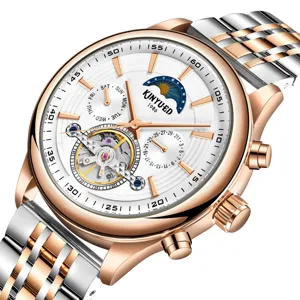 Herren Automatische Mechanische Uhr Tourbillon Skelett Business Lässig Wasserdichte Armbanduhr Mit Leder Stahl Armband