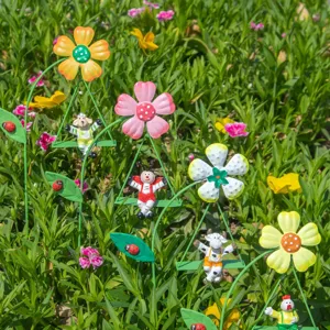 Metalen tuinsteker met dier schommel bloem vork voor vetplant pot decoratie leuk