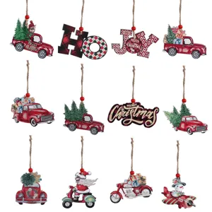 Ornements Suspendus d'Arbre de Noël en Bois Gnome de Noël Vieil Homme Bonhomme de Neige Décorations Fête de Vacances