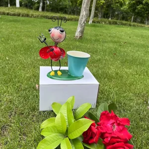 Vaso di fiori coccinella in metallo cartone animato portapenne da scrivania succulenta decoro