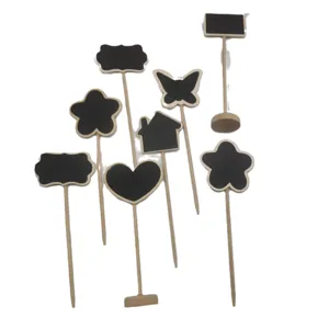 Mini pizarra de madera etiquetas para plantas y palillos florales con varias formas para decoración
