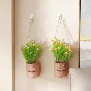 Nordic hanging artificial flower potted plant home wall decor set for indoor aesthetic.