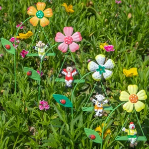 Metalem tuinstokken schattige dieren schommel bloempot decoratieve inzetstukken gazon