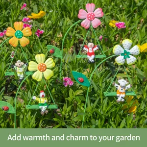 Metalen tuinstokken bloempot schommel dieren ornamenten schattige planten stekkers voor buitendecor