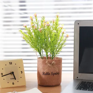 Artificial potted flower Nordic desk decoration fake green plant home indoor ornament.