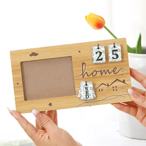 Cornice per Foto in Legno Ornamentale Verticale da Scrivania Con Display Calendario Decorazione per la Casa Ornamentale da Scrivania in Legno Vintage Regalo