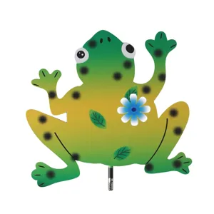 Metal frog garden stake lawn ornament decorative yard art flower insert outdoor decor