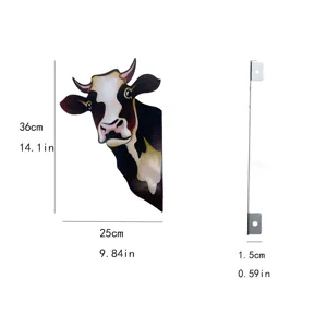 Metal cow garden fence decor iron art animal silhouette outdoor yard sign 36x25cm size