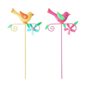 Piquet de jardin en fer métal oiseau mignon fleur décoration pour cour extérieure pelouse