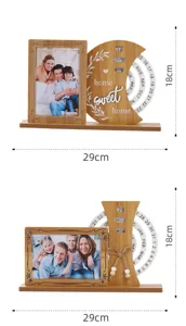 Wooden photo frame perpetual calendar desktop decoration creative gift memory display 29x18cm