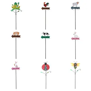 Metal animal garden stake yard sign cute animal lawn decor outdoor plant pot decoration