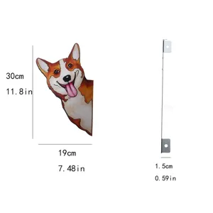 Metal corgi garden fence decor size detail showing height width and side thickness.