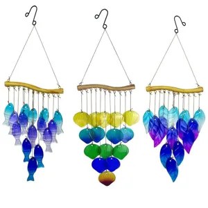 Buntes Schmelzglas Windspiel für Garten Outdoor hängende Dekoration mit schönem Fisch Design
