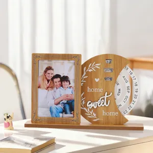 Wooden Baby Growth Memory Photo Frame Perpetual Calendar Desktop Ornaments Home Decor