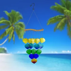 Buntes Glas Windspiel Hänge-Dekoration für den Außenbereich im Garten und Hof. Schöner Sonnenfänger.