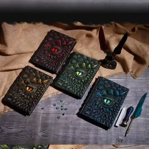 Vintage Resin Dragon Book Demon Eye Notebook Gothic Relief Hardcover Journal For Office And School
