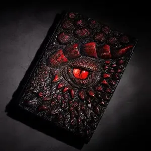 Vintage resin 3D dragon eye notebook diary, gothic demonic book cover for decor.