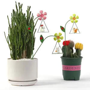 Metal resin miniature animal swing plant inserts with succulent pots for home garden decor.