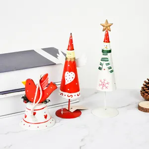 Christmas metal decorative ornaments tabletop set for holiday home party decor and gifts.