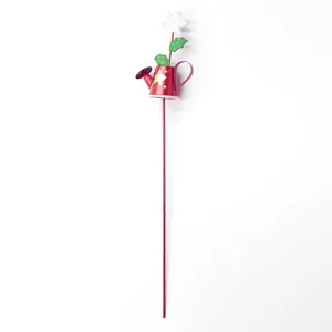 Christmas metal garden stake mini watering can decoration for holiday indoor outdoor decor