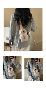 2026 New minimalist drawstring crossbody phone bag, solid color shoulder water bottle bag.