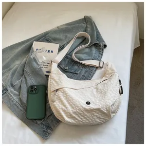 Nylon waterproof dumpling crossbody bag fashion versatile grid pattern commuting shoulder bag