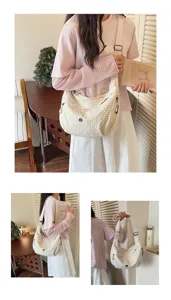 Trendy nylon waterproof dumpling crossbody bag, chic plaid casual shoulder bag for women.