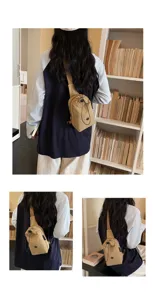 Casual solid color drawstring crossbody sling bag for daily commute and outdoor travel, lightweight.