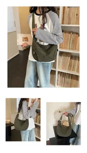 Stylish nylon plaid crossbody dumpling bag for women, casual commuter shoulder bag daily use.