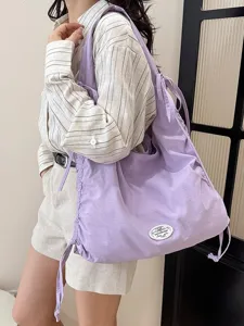 Bolso de hombro minimalista de gran capacidad, bolso ligero elegante con detalles de cordón.
