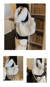 Casual nylon crossbody shoulder bag minimalist large capacity daily tote bag for women.