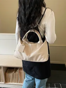 Women Large Capacity PU Leather Tote Bag Casual Solid Color Shoulder Bag Commuter Crossbody Handbag Daily Bag