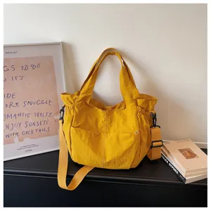 Korean style nylon waterproof crossbody bag solid color casual large capacity shoulder bag