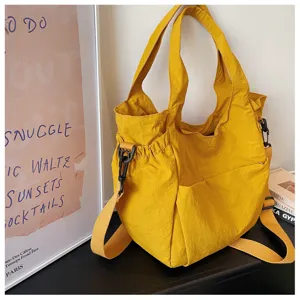 Casual nylon waterproof shoulder crossbody bag, large capacity solid color hobo bag everyday.