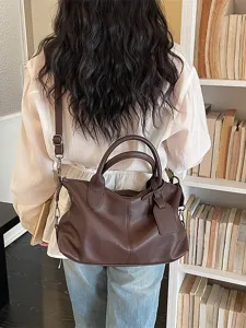New large capacity solid color versatile shoulder bag daily commute minimalist handbag messenger