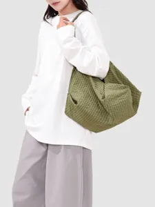 Women's Waterproof Oxford Cloth Tote Bag Large Capacity Minimalist Plaid Shoulder Bag Casual Daily Commuting Handbag