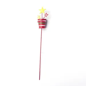 Christmas metal garden stake mini flower pot festive plant insert holiday party home decor
